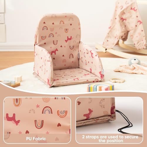 Image of Baby Large High Chair Cover Cushion Easy to Wipe Clean Seat Cover for Infant Dining Chair Highchair Accessories Multi-Use Cushion for Most Chairs & Floor Play, DJ Pink