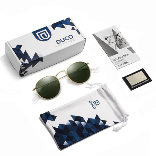 Image of DUCO Retro Round Polarized UV400 Sunglasses for Men Women Vintage Polarized Sun Glasses Classic Vintage Shades DC3048