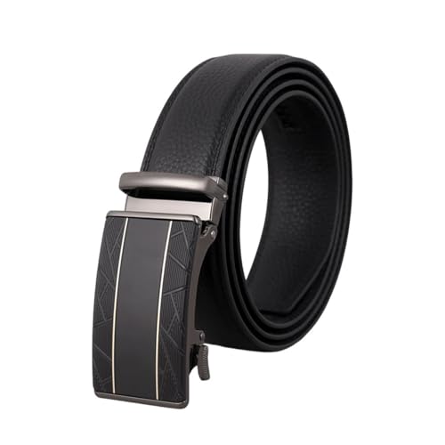 Men's Leather Ratchet Belt with Automatic Buckle, 1.37