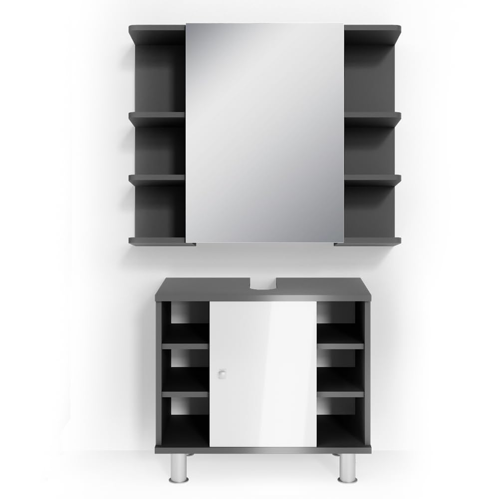 Vicco Badmöbel-Set Fynn, Anthrazit, 60 cm