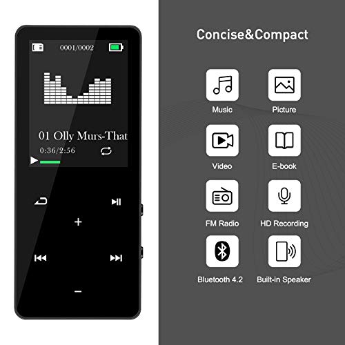 Mp3 Player With Bluetooth 40Gb Portable Music Player With Earphone Built-In Speaker Suitable For Walking Jogging Touch Buttons Support Voice Recorder E-Book #TOP1