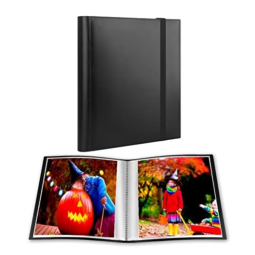Photo Album 8x10, 8x10 Photo Album Book Holds 68 Photos, Art Portfolio Binder for 8 x 10 Pictures, Photo Albums for 8x10 Photos, 10x8 Sheet Protector Folder for Photos, Kids Artwork, Sketch (Black)