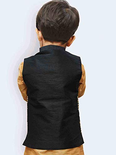 Image of JBN Creation Boys' Silk Blend Nehru Jacket || Banarasi Brocade Woven Jacquard Modi /Nehru Jacket || Ethnic Wear for Festivals, Weddings