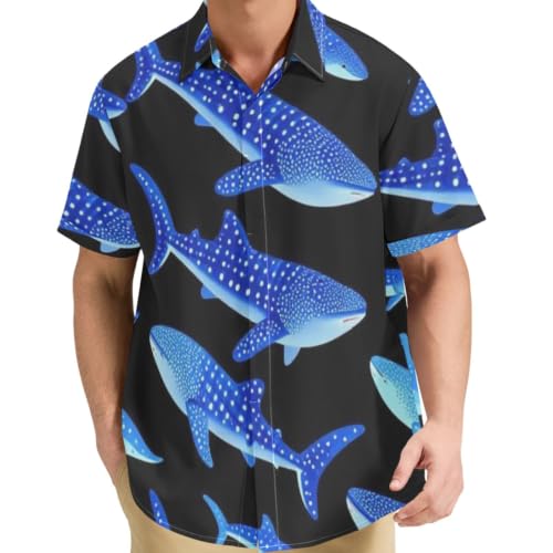 Chemise boutonnée légère homme toutes saisons motif chien de mer S