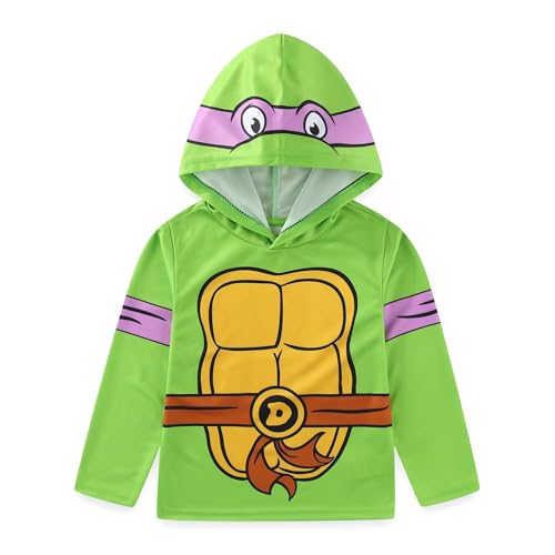 Nickelodeon Teenage Mutant Ninja Turtles TMNT Boys Long Sleeve Hooded Shirt for Big Kids Green/Purple
