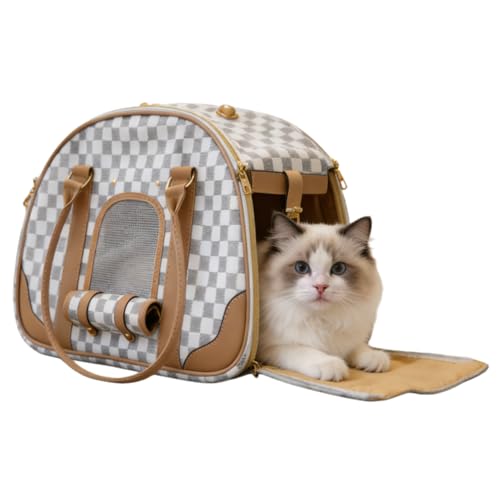 MUASYPE Pet Carrier Dog Purse PU Leather Dog Handbag for Small Dogs Cats Puppy Portable Tote Bag Soft-Sided Pet Carriers White