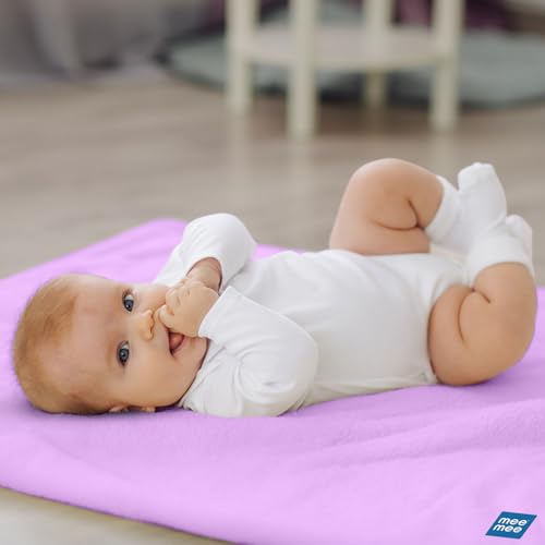 Image of Mee Mee Reusable Water Proof Cotton Bed Protector Sheet /Extra Absorbent Mat /Dry Sheets /Urine Sheet /Dry Mat Pack of 2 (70CmX100Cm) (Medium, Purple)