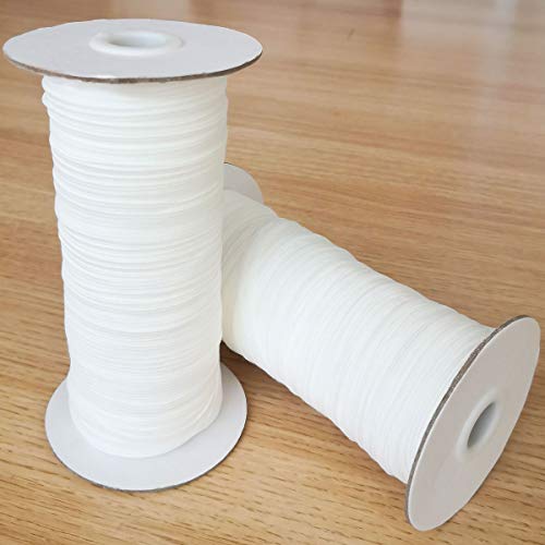 Elastic for Sewing 1/8 inch Elastic Cord Wide Braided Stretch Strap for DIY Sewing Crafting 140 Yards Flat (White, 3mm)
