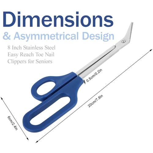 Image of Long Handle Toenail Scissors, Toenail Scissors For Thick Nails For Seniors 8 Inch Stainless Steel Easy Reach Thick Nails Long Handle, Toe Nail Clippers for Seniors Women Men