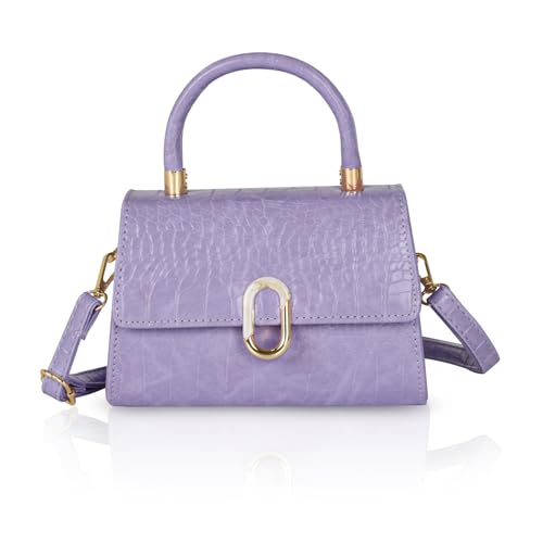 EXTREE Quilted Crossbody Bag, Trendy Design Shoulder Purse B017-purple-gold