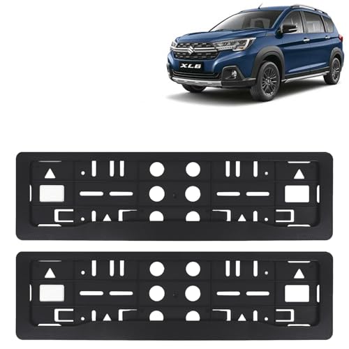 Image of KINGSWAY XL6 Car Number Plate Frames for All 2022 Onwards Models of Maruti Suzuki Car Registration Plate Holders, Black Licence Plate Covers (Front and Rear), Universal Size 51.5 x 14.5 cm