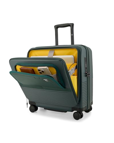 Image of EUME Overnighter Pro Luggage Trolley for Travel 18 inch, Cabin Bag | Trolley Bag Small for Luggage | with Laptop Sleeve | 100% German Bayer Polycarbonate - Pine Green