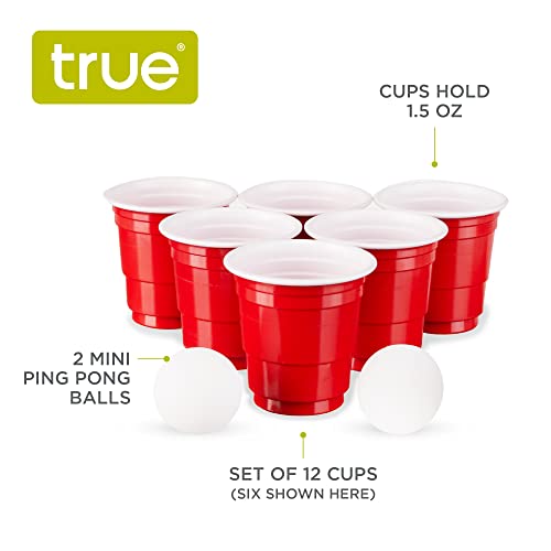 image for True Mini Beer Pong Game, 1.5 Ounce Disposable Red Party Cup Plastic S