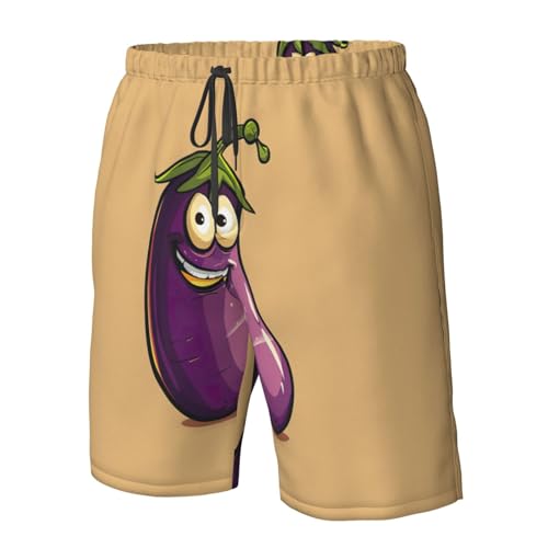 WURTON Cartoon Eggplant Print Mens Swim Trunks Compression Liner Swimming Trunks Bathing Suit Quick Dry Shorts 5