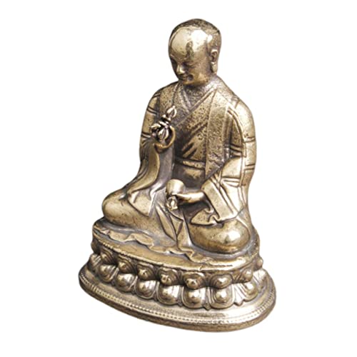 HEALLILY Statua di Buddha vintage in ottone ornamento da tavolo scultura religiosa con base stabile per casa ufficio giardino decorazione compatta leggera buddista figura porta fortuna e benedizione