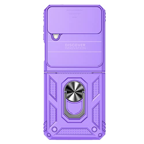 Coque Samsung Galaxy Z Flip 4 double couche anti-transpiration avec protection d'objectif violette
