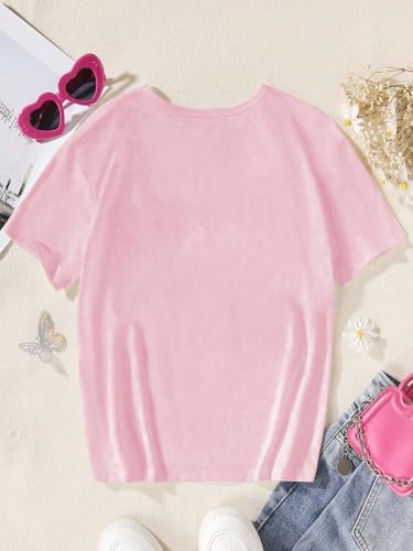 Image of SHENHE Girl's Summer Hawaiian Shirt Aloha Tropical Graphic Cute Crewneck Short Sleeve T Shirts Teen