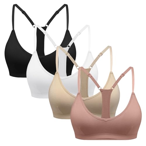 Image of INIBUD Sports Bras for Women Racerback Triangle Padded Bralette Y Back Seamless Bra No Underwire V Neck Wireless