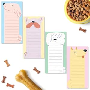 S&O Magnetische notitieblokken voor koelkast, 4 stuks, schattig hondennotitieblok, magnetisch notitieblok voor koelkastsets, magnetische lijstblokken voor koelkast, magneetnotitieblokken voor