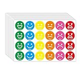 CBRVTY 1200 Stück 6 Farben 6 Motive Pädagogische Belohnung Bewertung Emotion Aufkleber Runde 2,5 CM Durchmesser