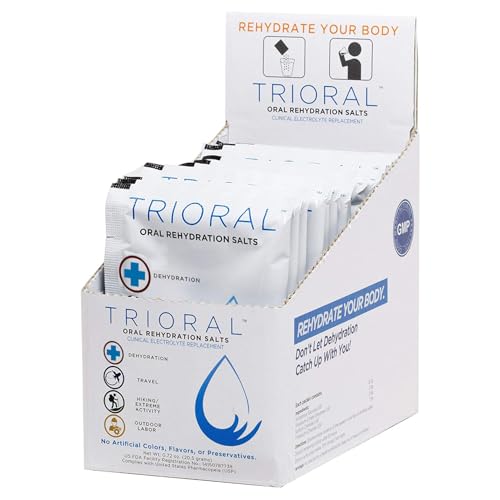 TRIORAL Rehydration Electrolyte Powder - Oral Rehydration Salts - Supports Rehydration from Workouts Fluid Loss and General Hydration - 15 Drink Mix Packets