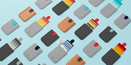 DesignNest DAX wallet, Slim Thin Magnetic Cascading pull-tab Wallet, Hold up to 6 cards, Card holder, Cash Slot, Fast Access, Minimalist; Everyday Carry Travel Friendly Gift (Red Grey, Polyester)4