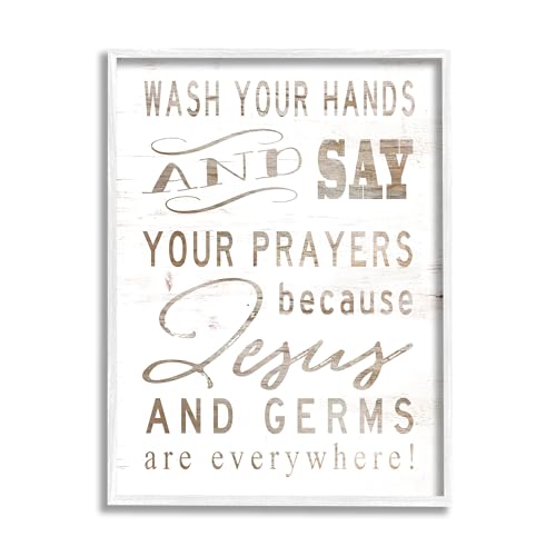 Stupell Industries 'Jesus & Germs Funny Hygiene', Framed Giclee Art, White, 11 x 14 Inches, Easy to Hang and Sturdy, Made in USA, by Cindy Jacobs
