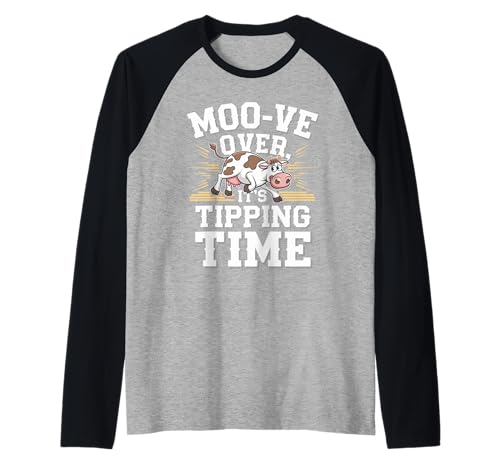 Funny Cow Tipping Joke Country Life Prank Raglan Baseball Tee
