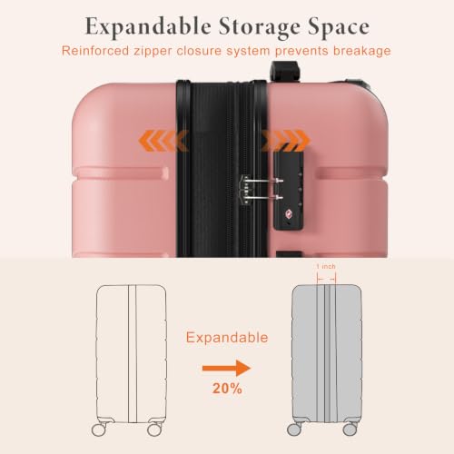Image of Sweetcrispy 24 Inch Checked Luggage, Suitcase with Spinner Wheels