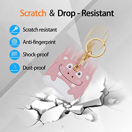 Image of Leather Keychain Case Holder Compatible with Apple AirTag, GPS Airtag Keychain Finder Tracker with Key Ring, Anti-Scratch Protective Air Tag Cover | Leather