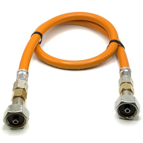 LPG Hochdruck-Gasschlauch, 80 cm, Orange, 21,8 mm LH x 21,8 mm LH, für Wohnwagen, Wohnmobile, Camper, Boote, Catering, Vans & kommerzielle LPG-Systeme