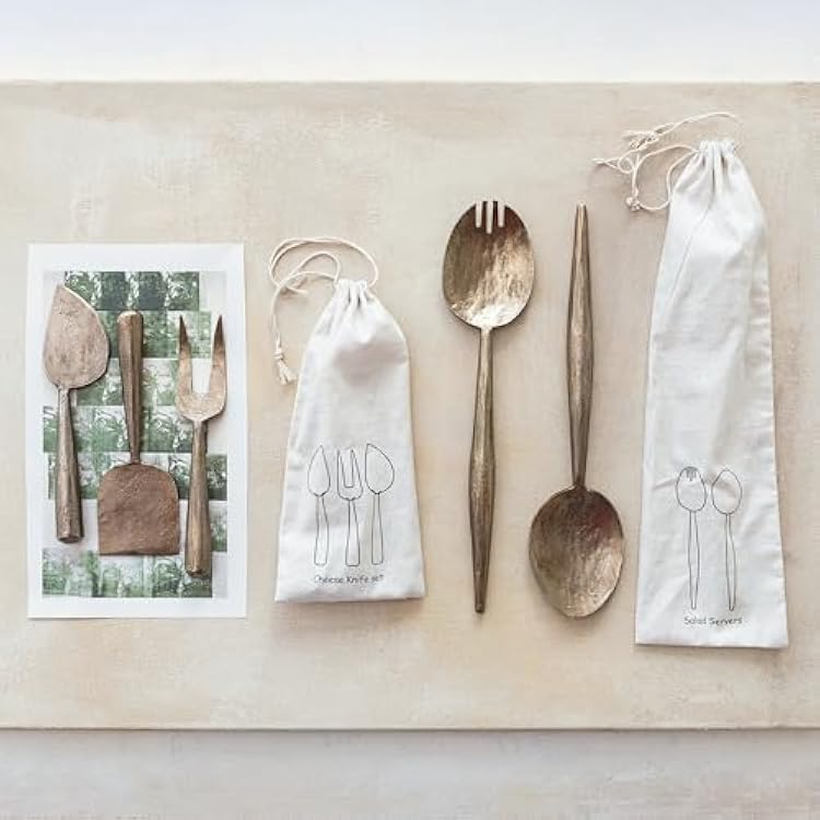 Creative Co-Op Forged Salad Server Set, Electroplated Finish
