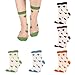 Benefeet Sox 5 Pairs Sheer Socks Thin Mesh Lace Socks for Women Transparent See Through Ankle Colorful Nylon Sock Cute Heart Vintage Crystal Glass Summer Sheer Sock Retro Fashion Crew