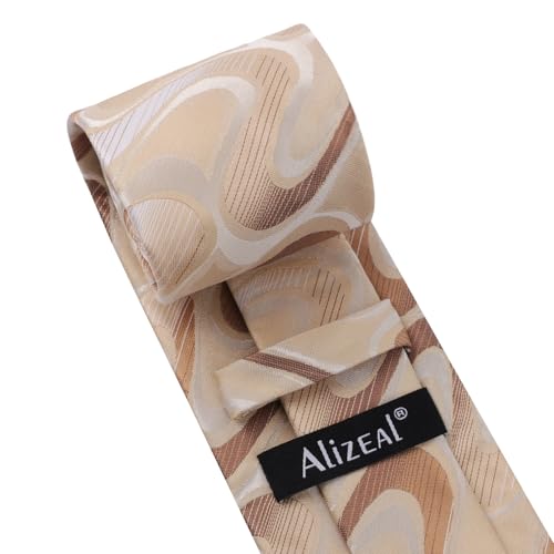 Image of Alizeal Mens 3.15'' Gradient Novelty Pattern Tie Set with Pocket Square Casual Color Tie Set