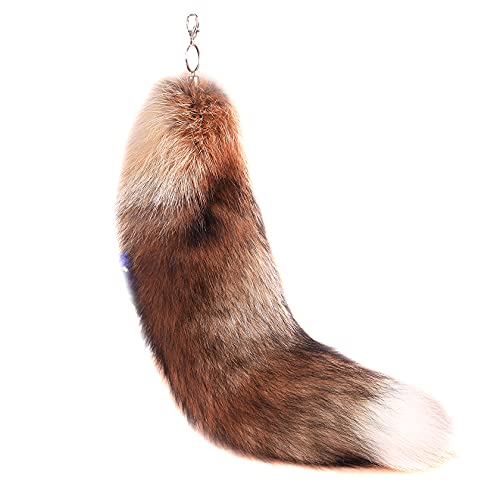 URSFUR Sun Fox Tail Real Fur Keychain Key Chain Bag Hanging Keyring Pendant Natural Color 16