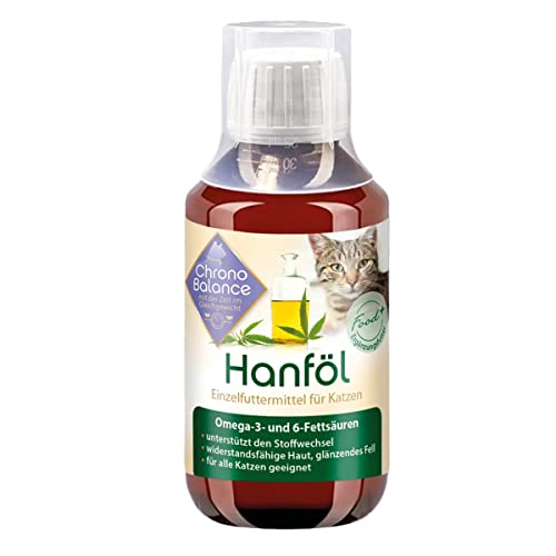 Chronobalance® 100ml Hanföl für Katzen - 100% rein und natürlich - für empfindliche Haut, Fellpflege - fördert Abwehrkräfte