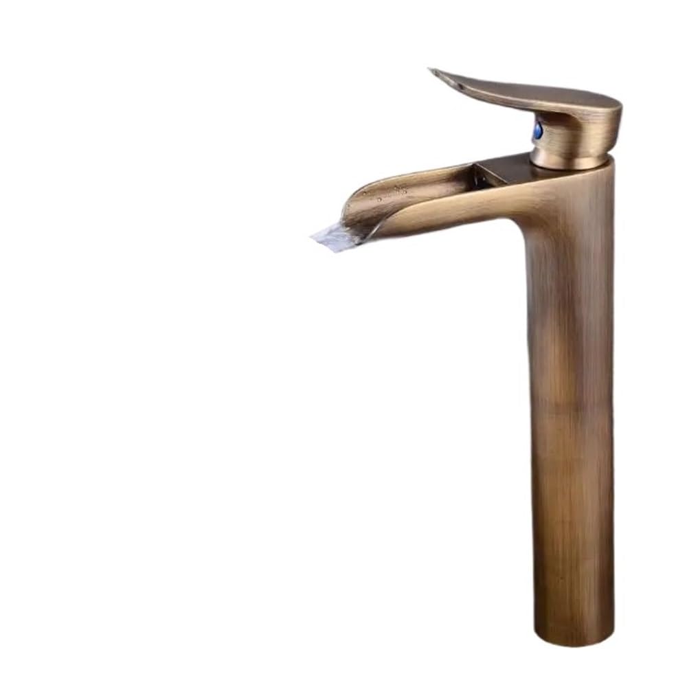 Blyqxs Brass Basin Faucets Bathroom Faucet Waterfall Faucets, Single Hole Cold And Hot Water Tap Basin Faucet Mixer Taps W3030(Brass)