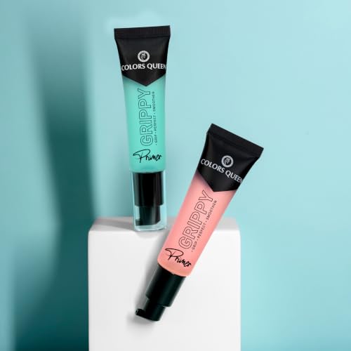 Image of Colors Queen Grippy Grip Primer for Face Makeup | Gel Based & Hydrating | Blurs Fine Lines, Wrinkles & Pores | Dewy Finish | Lightweight Primer Enriched with Niacinamide & Hyaluronic Acid (Green, 35ml)