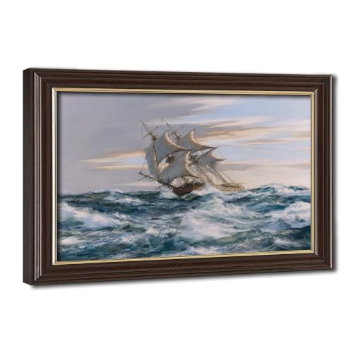 Décoration murale marine avec le poster U.S.S. Rattlesnake Montague Dawson cadre suspendu