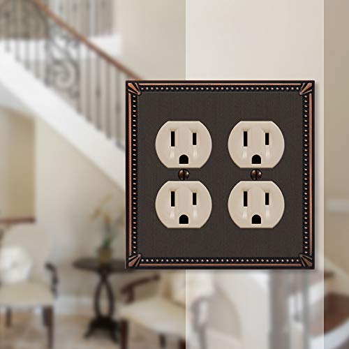 Image of Amerelle 77RBN 74DDDB Wallplate, Double Toggle, Aged Bronze