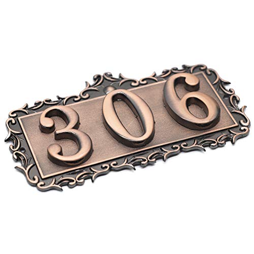 XILETU House Number Metal Address Plaque House Number Sign Antique Copper, Bronze, Personalized Sign for House, Apartment, Office, Garden Decorative, Public Facilitiesy (Lace)