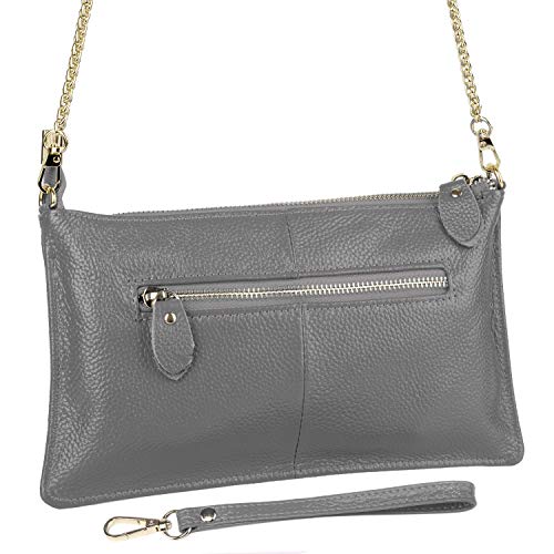 Image of YALUXE Genuine Leather Wristlet Handbags Purses Cell Phone Pocket Clutch Wallet Crossbody Bags for Women