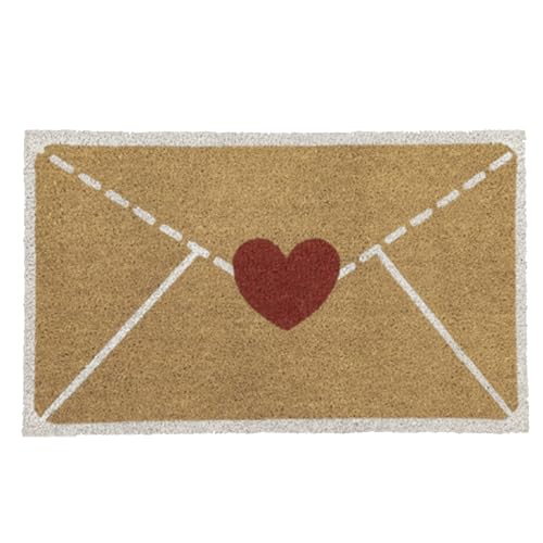 Envelope Heart Artificial Coir Door Mat, Valentine Door Mat Outdoor, Non-Slip Entrance Door Rugs,Valentine's Day Gifts,for Indoo