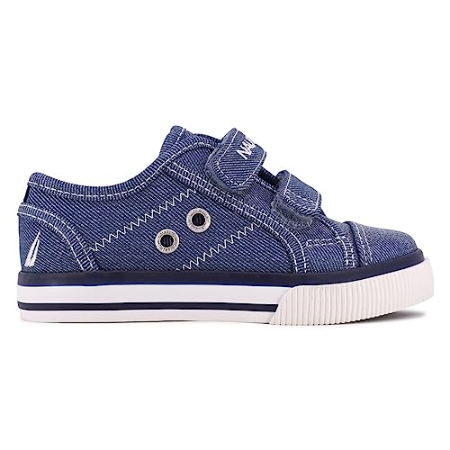 Nautica Kids' Double Strap Sneakers | Casual Athletic Shoes For Boys And Girls | Durable And Comfortable Fit For Toddlers And Little Kids-Colburn Canvas-Blue Denim Size-12 #TOP1