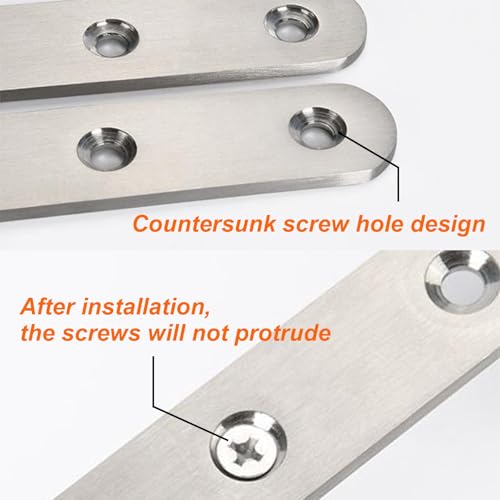 ZHYOPING Set of 4 Stainless Steel Flat Brackets for Wood, 295x20x3mm Metal Joining Plates with Screws, Flat Metal Brackets for Furniture Repair, Worktop Joining Strip, Door & Cabinet Reinforcement - Image 4