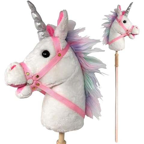 Nature Bound Stick Horse | Plush Handcrafted Hobby Horse Stick Pony Provides Fun Pretend Play for Toddlers & Preschoolers | Handsewn, Sturdy Wood, and Sound Effects (Unicorn) Cover