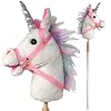 Playful Minds Stick Horse | Plush Handcrafted Hobby Horse Stick Pony Provides Fun Pretend Play for Toddlers & Preschoolers | Handsewn, Sturdy Wood, and Sound Effects (Unicorn)