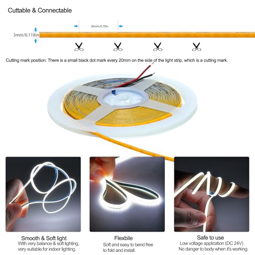 Tira LED 24V 3mm Ultra estrecha Blanco 6000K 5m 2000 LEDs miniatura 3