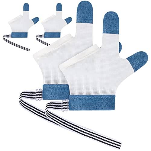 SATINIOR 2 Pairs Stop Thumb Sucking Finger Guard Blue Breathable Finger Sucking Stop Kit for Kids Baby Stop Thumb Finger Sucking Guard (3-5 years babies)