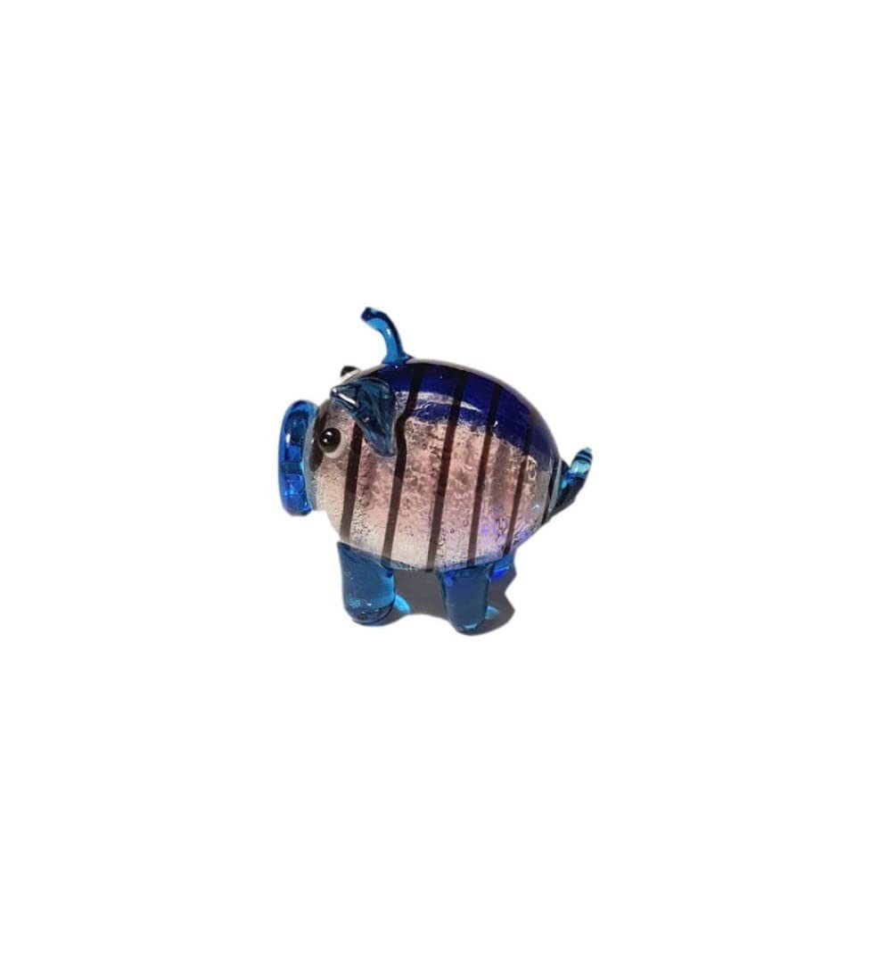 Parmy Beautiful Glass Small Blue and Pink Pig Ornament Boxed
